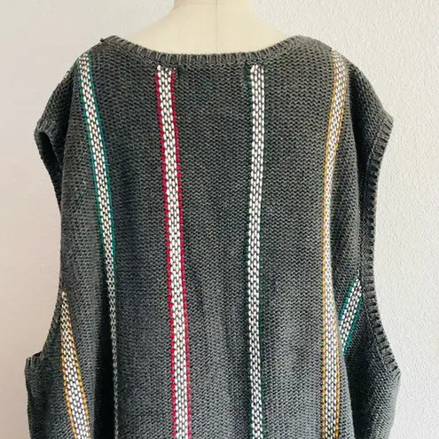 Vintage Sweater Vest Cardigan Gray Colorful Stripes Size undefined