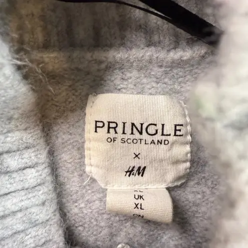 Pringle of Scotland x H&M Gray Lion Crest Mock Neck Puff Sleeve Sweater XL