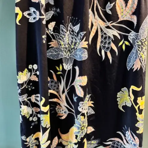 Signature Robbie Bee XL Navy Wrap Dress Raised Floral Boho Romantic Stretch Chic Blue