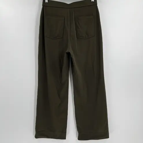 Halara High Waisted Button Pockets Straight Leg Pants Green Women's Size Large