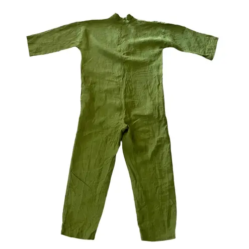 Offon Olive Green Linen Cropped Jumpsuit