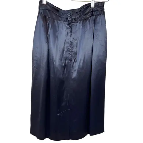 Vintage Halston Black Satin Pencil Skirt Size 8