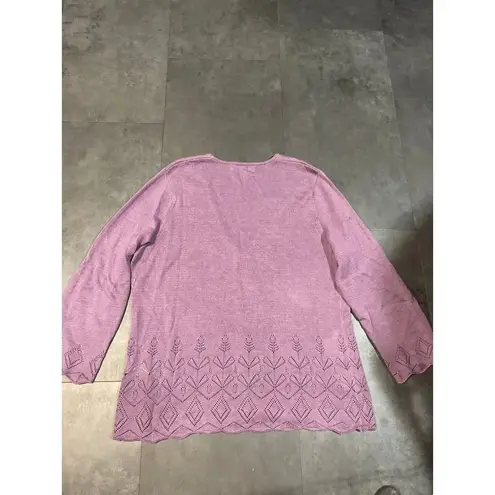 Sigrid Olsen Lavender Knit Cardigan with Diamond Pattern B-23 - Image 4