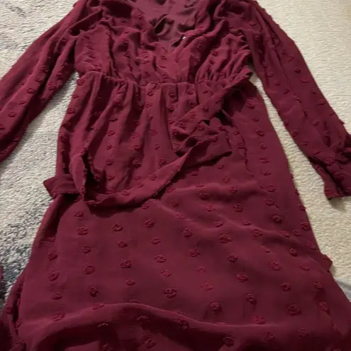 Baltic Born Paisley Dot Midi Dress Burgundy Women's L