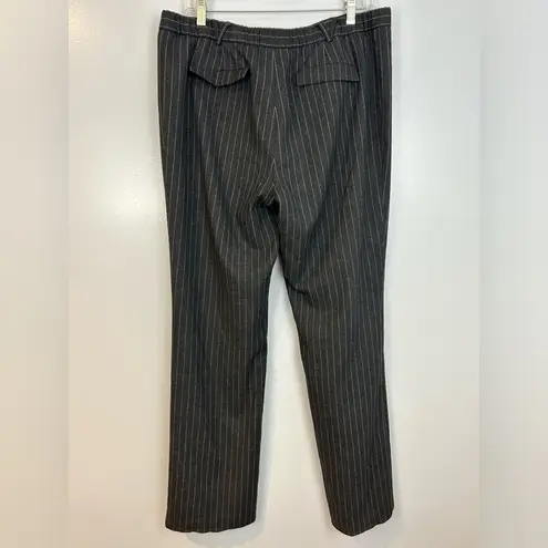 Tibi Grey and Pink Pinstripe Straight Leg Trouser Pants Size Medium