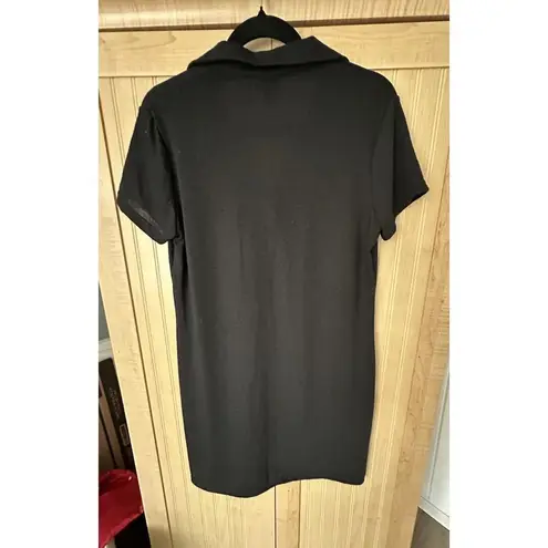 Coco + Carmen Black Polo Short Sleeve Mini Dress Sheer Jersey Black Size S / M - Image 4