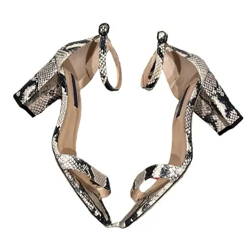 Stuart Weitzman  SWIFTY ANKLE STRAP SNAKESKIN OPEN TOE BLOCK HEEL 9 - Image 3
