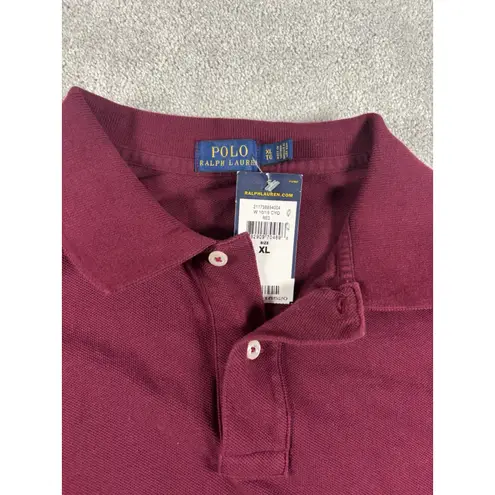 Ralph Lauren NWT Polo  Cropped Oversized Longsleeve Polo Shirt Womens XL Burgundy