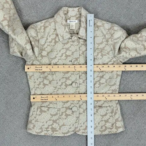 Harold’s Metallic Floral Jaquard Blazer Jacket Tan Grey Gold 2