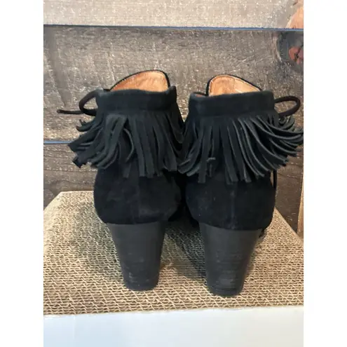 Gentle Souls Bettie Black Suede Fringe Bootie women's size 9.5 leather