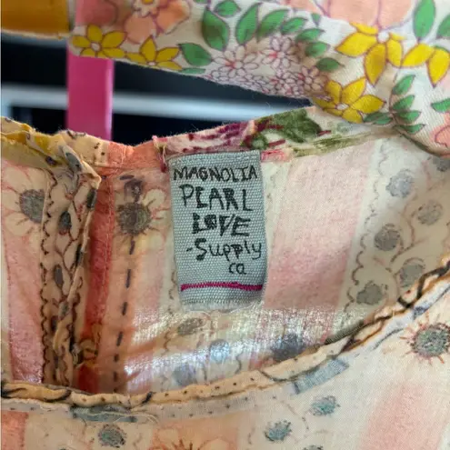 Magnolia Pearl Floral and Striped Maxi Dress - Pink and Cream Anastasia