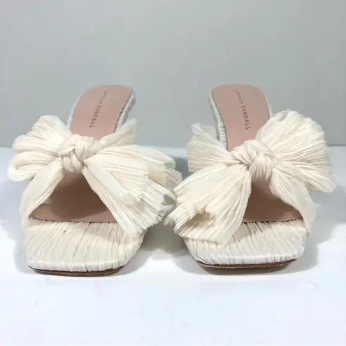 Loeffler Randall Claudia Top Knot Bow Heel Mule Sandals Pearl 9.5 NEW
