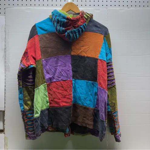 Rising International Nepa Patchwork Zip Up Hoodie Purple Size XL