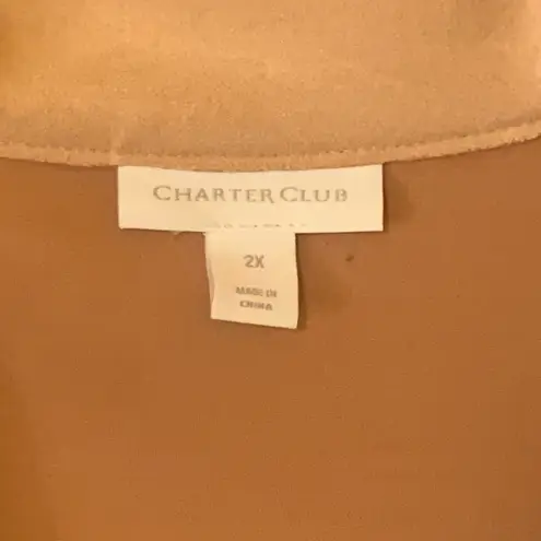 Charter Club Blazer 2X Tan with Notched Lapels and Relaxed Fit large pockets