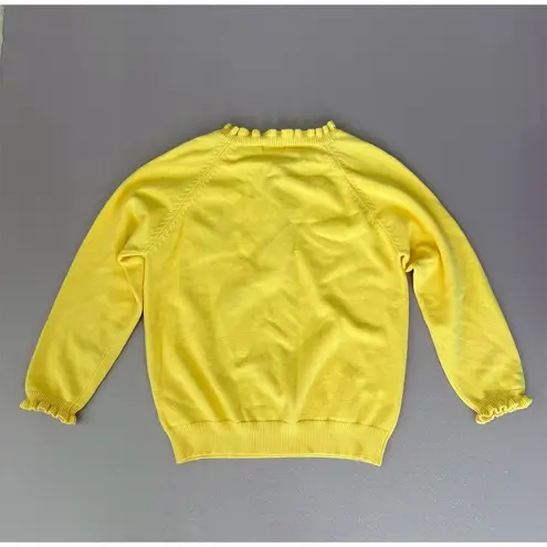 BTFBM Women's XL Yellow Ruffle Trim Henley Sweater Long Sleeve