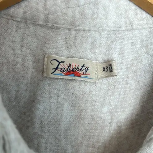 Faherty Legend Button Up Off White Long Sleeve Cozy Above Knee Dress