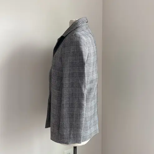 Missguided Houndstooth Blazer Womens Sz 6 Black White Metallic Classic