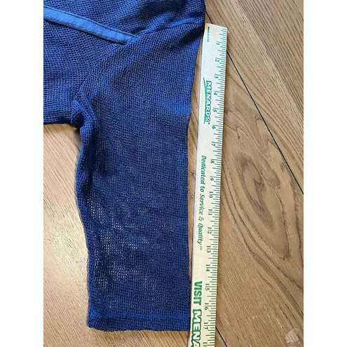 Picadilly Size Large Blue Open Weave Mesh Cover Up Zip Beach Vacation Travel