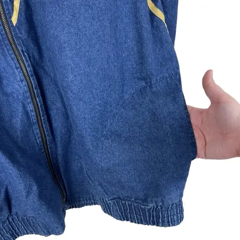 Vintage Gepetto Women’s Large Jean Jacket Rhinestone X’s & O’s Embellished Blue