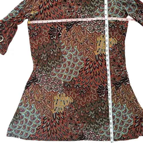 NEW MSK Abstract Print A Line Dress Size PXL Brown