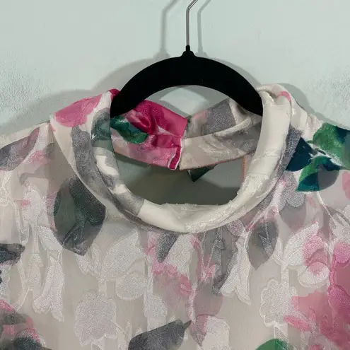 Eliza J Watercolor Floral Crepe De Chine Sleeveless Collared Dress Size 16W