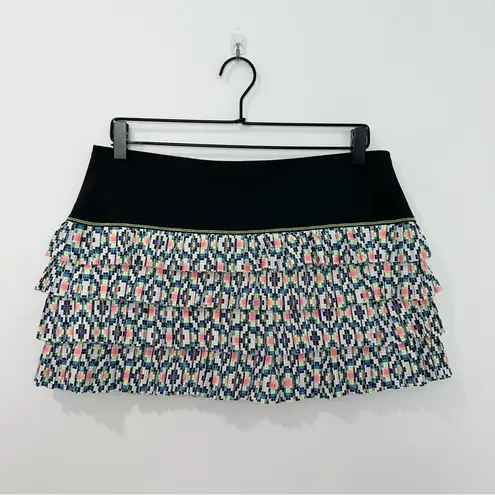 Lucky in Love Square Are You Diamond Grid Pleated Skirt Women Black Large 12