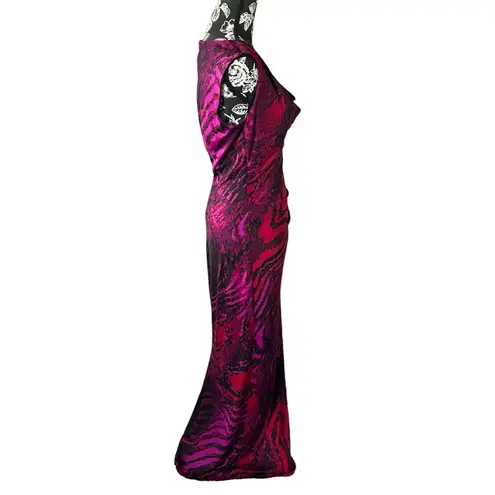 Cache  Red Purple Cowl Neck Dress evening designer gown brand new medium