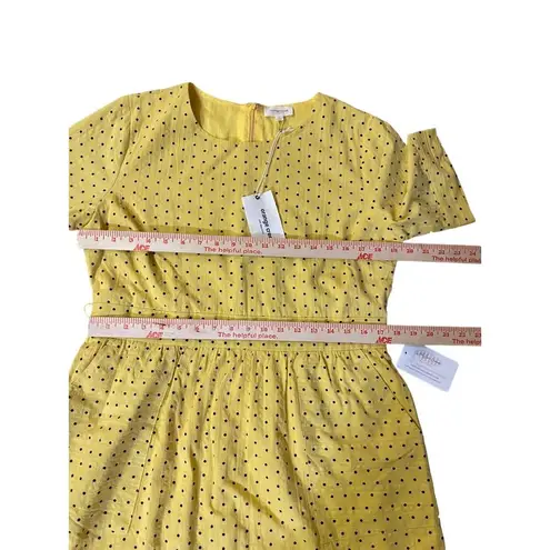 Orange Creek Los Angeles Dress Womens L NEW Yellow Black Polka Dot Modest
