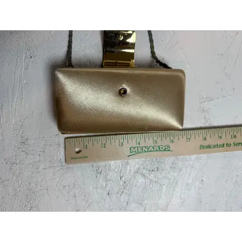 CARLO FELLINI Gold Embellished Satin Evening Clutch Chain Shoulder Bag