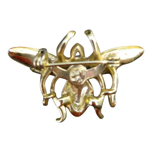 Gold Tone Enamel Bee Brooch Pin Rhinestone Accents Insect Jewelry Women