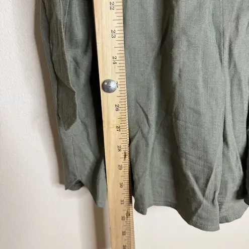 Mable Romper Womens Large Short Sleeve Belted Utility Button Up Linen Blend Jump Green