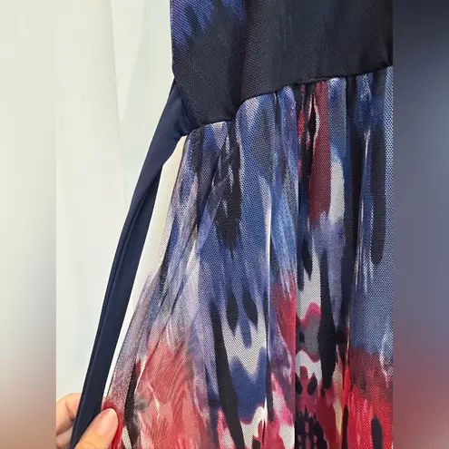 Carmen Marc Valvo Maxi Dress Watercolor Bohemian Sparkle Bead Plus Size 1X NWT