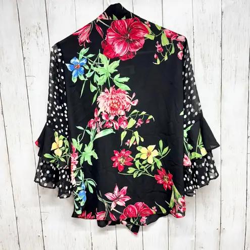 Joseph Ribkoff Top Women Size 4 Floral Collared Button Down Short Sleeve Shirt