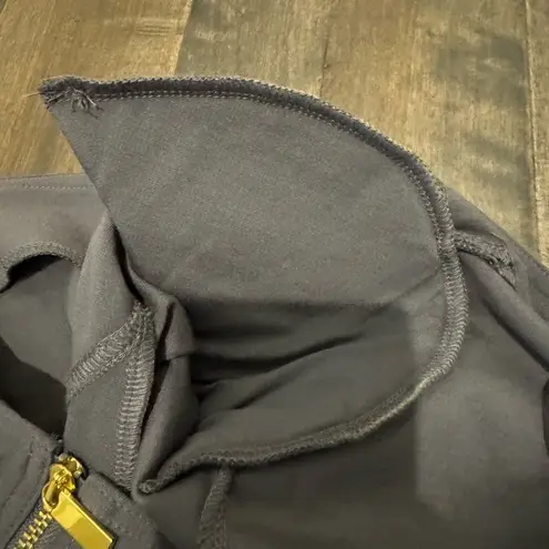 IMAN Slate Gray Knit Blazer Jacket XL | Gold Zip Pockets Work to Weekend Layer Size L