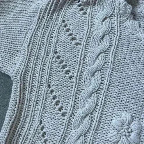 Vintage Victoria Jones Silk And Angora Floral Crochet Knit Sweater Size XL