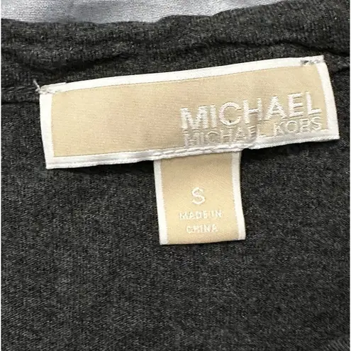 Michael Michael Kors Gray Short Sleeve Rolled Cuff Eyelet Detail Round Hem Top S