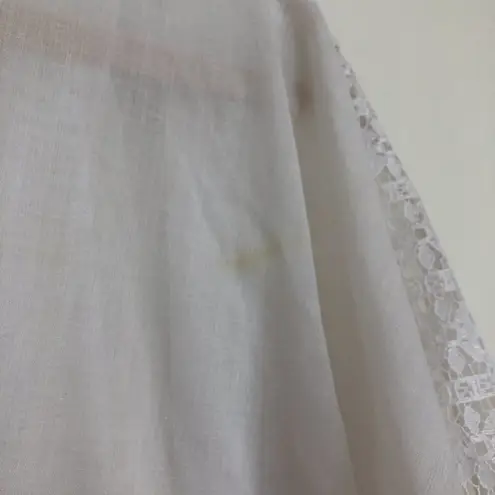 Vintage Robe House Coat White Eyelet Lace Cotton Caftan Women's One Size Size undefined