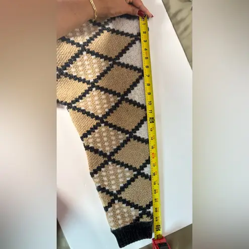 Solitaire Diamond Pattern Sweater - Black, White, Tan