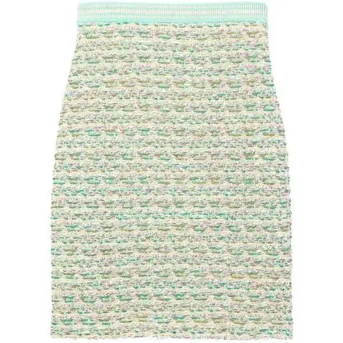 St. John Boucle Tweed Mini Skirt Women’s Size 8 Green Multi Knee Length NWT
