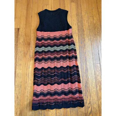 Missoni Dress Womens Small Black OrangeChevron Knit Sleeveless Lined Shift Dress