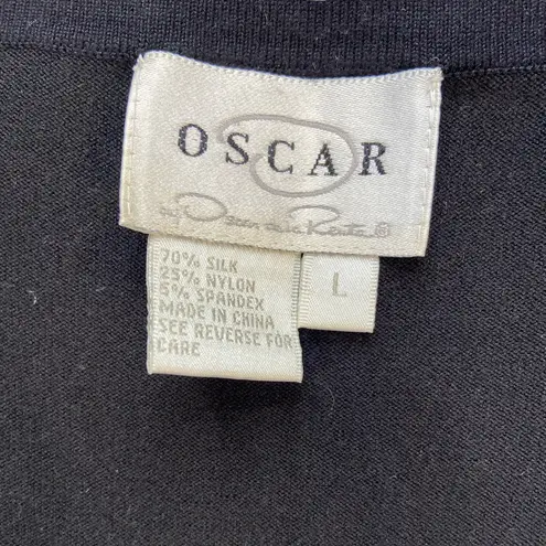 Oscar de la Renta Black Silk Knit tank top with bead detail, size Large