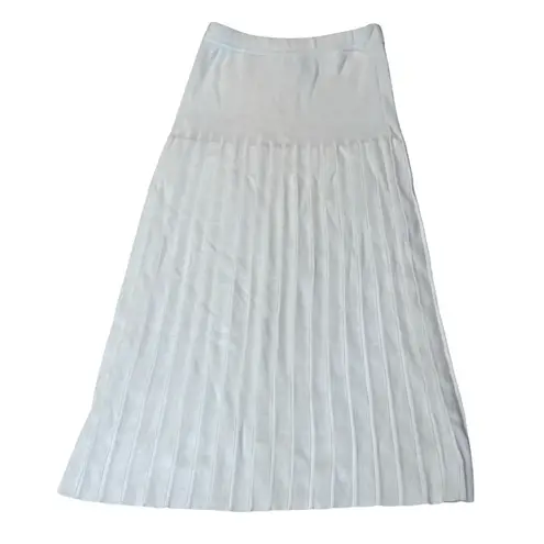 New Vintage Signature Separates Cream Pleated MIDI Skirt size Medium
