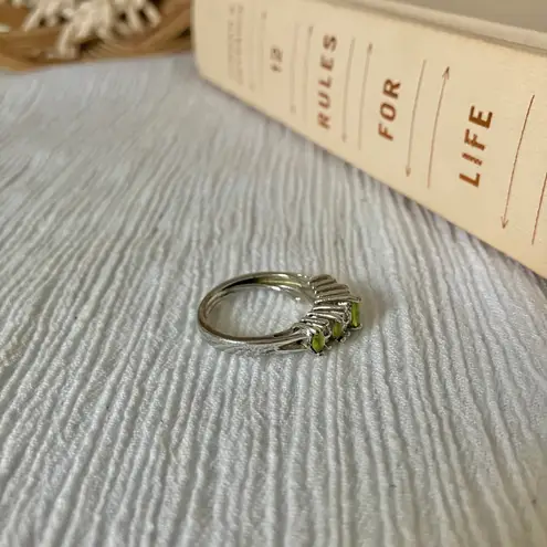 American Vintage Vintage “Philomene” Peridot Silver Marquise Ring Green Promise Birthstone Classic Jewelry