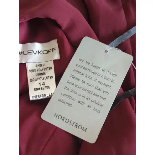 Bill Levkoff Halter Neck Maxi Chiffon Dress Maroon Women Sz 14 NWT Party Wedding Red