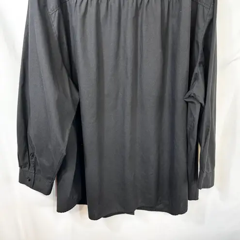 Roamans Plus Size 3X Top Solid Black Button Up Long Sleeve Career Capsule 1290