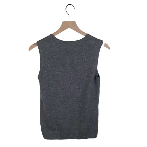 St. John Scoop Neck Wool-Blend Shell Knit Tank Grey Melange Women's Size Small