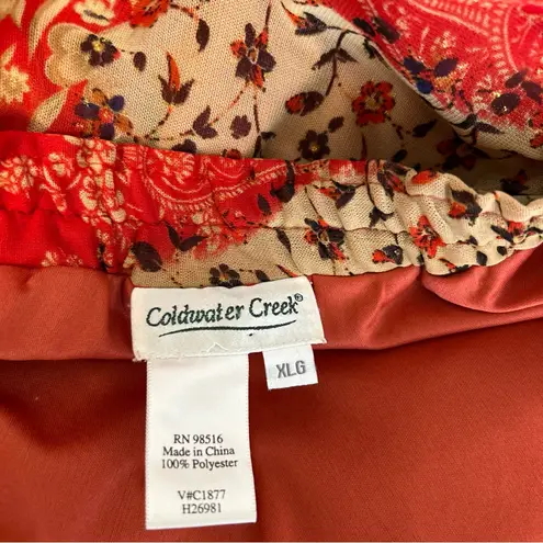 Coldwater Creek Skirt Women Size XL Red Tan Patch Mesh Pullon Boho Western Flowy - Image 3