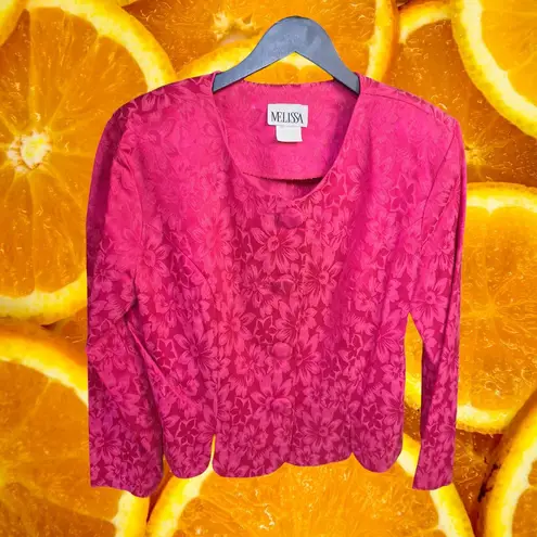 Melissa Vintage Pink Floral Skirt Suit Made in the USA Size 16