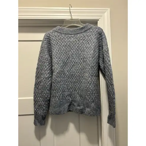 Magaschoni Alpaca Wool Blend Basketweave Chunky Knit Blue Sweater Size Medium