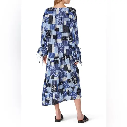 By Malene Birger Malene Birger Amily Printed Patchwork Blue Midi Dress